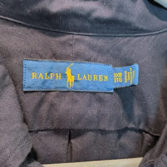 Ralph Lauren Men's Sz 3XB Navy Blue Button Down Shirt Long Sleeve Big & Tall - Picture 4 of 5